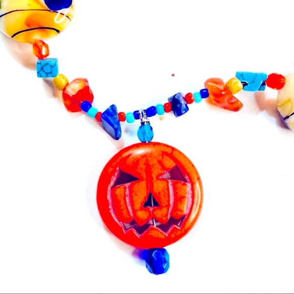 Handmade Harvest Pumpkin Halloween Necklace Crafted by McGlamorous - Picture 2 of 11